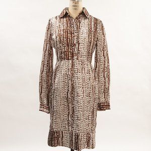 Graphic Printed Brown and White Shirt Dress